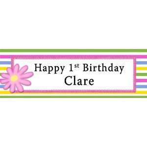  Pastel Stripes Personalized Banner 18 Inch x 54 Inch All 