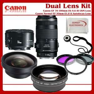 EF 50mm f/1.8 II Autofocus Lens, Canon EF 70 300mm f/4 5.6 IS USM Lens 