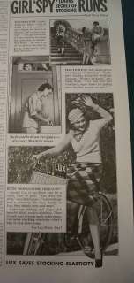 1935 LUX Stockings Secret of Runs GIRL SPY Bicycle Ad  