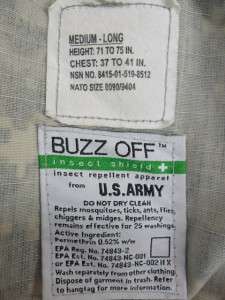 NWOT Buzz OFF Army Digital Camo Combat Jacket Med LONG  
