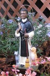 ST. MARTIN DE PORRES Porras Statue CAT DOG BROOM  