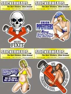 Set of 4 hard hat PIPEFITTER stickers decal union  