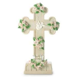  Rose Laden Cross Candleholder