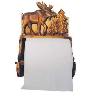 Moose Wood Carved Rustic Toilet Paper Holder 10 Inches  