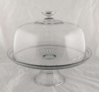 BEAUTIFUL CLEAR GLASS CAKE PLATE STAND WITH DOME COVER