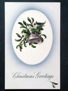 c1910 Christmas Greeting Embossed Postcard Bells  