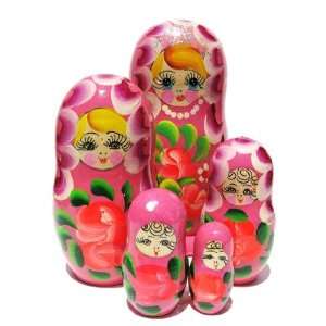    Morning Glory Nesting Doll (5 pc) 7H in Blue * Toys & Games