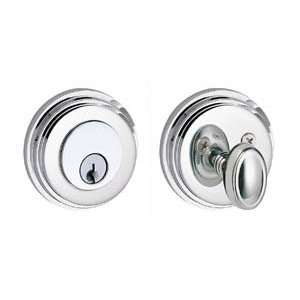   Nickel Stepped Single Cylinder Deadbolt with the Stepped Rose from th