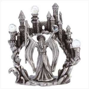 Pewter Merlin And Castle Figurine 