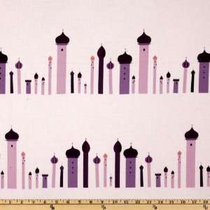  44 Wide 1001 Peeps Castle Towers Stripe Lavender Fabric 