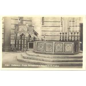   Postcard Baptismal Font and Pisano Pulpit in the Baptistery Pisa Italy