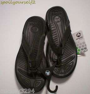 Womens Crocs Capri Canvas Black Flip flop sandal 8 or 9  