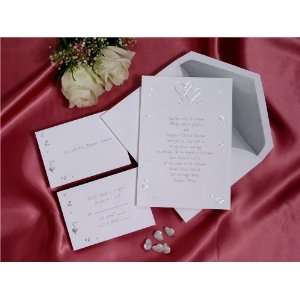  Silver Foil Interlocking Hearts Wedding Invitations 
