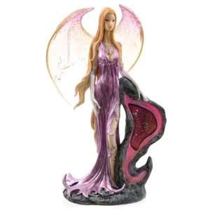 Crystal Rock Celestial Fairy Standing By Geod Statue