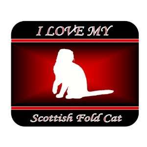  I Love My Scottish Fold Cat Mouse Pad   Red Design 