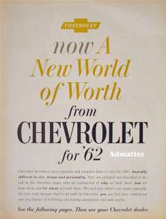 1961 Chevy 4 page car Ad of 1962 Chevrolet line Impala  