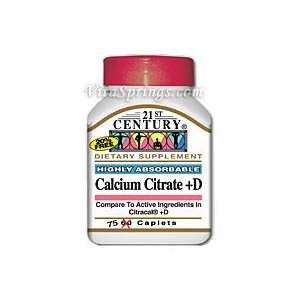  Calcium Citrate + D 75 Caplets, 21st Century Health 