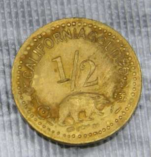 1852 Fractional California Gold Coin 1/2 dollar indian head  