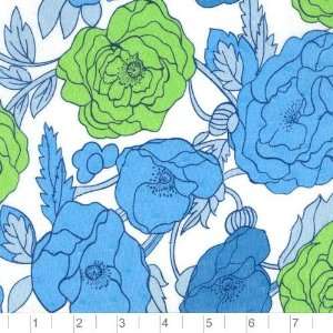  56 Wide Dotted Swiss Poppies Lapis/White Fabric By The 