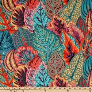  45 Wide Phillip Jacobs Spring 09 Leaves Teal Fabric By 