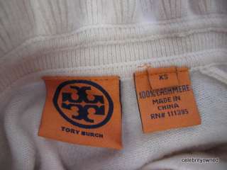 Tory Burch Ivory Cashmere 1/2 Button Ruffle Sweater XS  