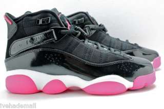 Nike Girls Air Jordan 6 Rings Sz 4 Y GS  Black Spark Pink Retro VI 