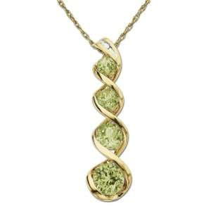   10k Yellow Gold Peridot Spiraling Pendant w/ Diamond Accent Jewelry