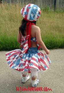 Pageant RWB patriotic Chic Casual wear Glitz 4 july custom 12m 3 4 5 6 