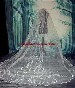 Wedding Veil Cathedral Ivory/Ivory Glass Beads In Stock  