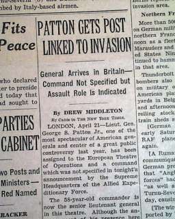 GEORGE S. PATTON European Theater WWII 1944 Newspaper *  