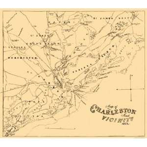  CHARLESTON AND VICINITY SOUTH CAROLINA (SC) 1862 MAP