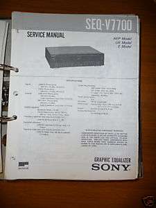 Service Manual Sony SEQ V7700 Equalizer,ORIGINAL  