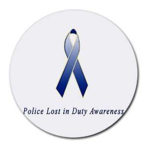  Police Lost in Duty Awareness Ribbon Round Mouse Pad 