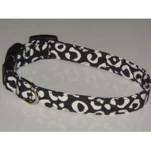  Black White Cheetah Leopard Animal Print Dog Collar Large 