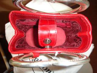 RARE Brighton Red Patent Leather Croc. Embossed Handbag Purse with 