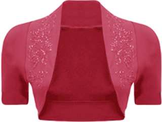 New Ladies Beaded Shrug Womens Short Sleeved Bolero Top  