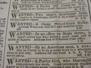 Old Newspaper Boston Evening Transcript 1863 Civil War  