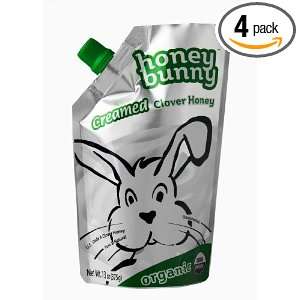 Honey Bunny Creamed Clover Honey, 13 Ounce Pouch (Pack of 4)