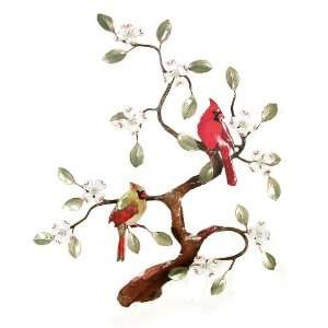   Enamel Copper Wall Art Cardinals In Dogwood Tree 