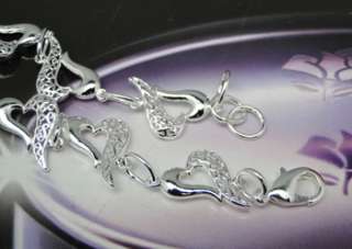 925 Sterling Silver Plated Heart Charm Link Bracelet JB141 UK  