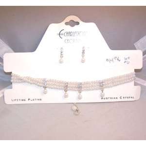  Charlestone Chokers Faux Pearls with Austrian Crystals 