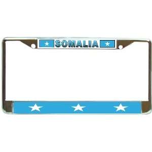Somalia Somalian Flag Chrome Metal License Plate Frame Holder