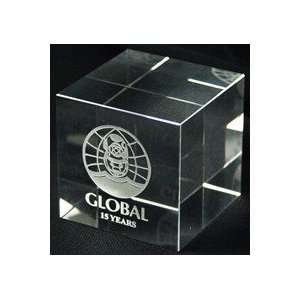  DC242    2 3/8 Crystal Cube Paperweight Sports 