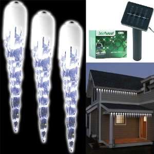   of 20 LED Solar Powered Icicle Christmas Lights Patio, Lawn & Garden