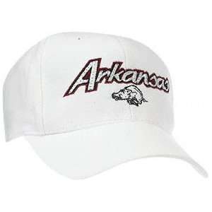  Arkansas Razorbacks   White   Fiber Optic Hat Sports 