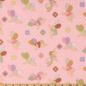  44 Wide Scrappy and Happy Baby Crawling Pink Fabric By 