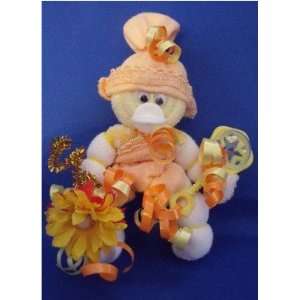   Yellow Orange Mini Sock Corsage and Baby Gift in One 