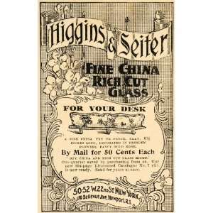  1896 Ad Higgins Seiter China Glass Desk Pencil Tray 
