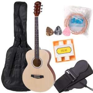  Kalos OGP 40NW Full Size Concert Natural Wood Guitar Pack 