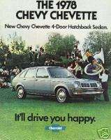 Excellent 1978 Chevrolet CHEVETTE Brochure 78 chevy  